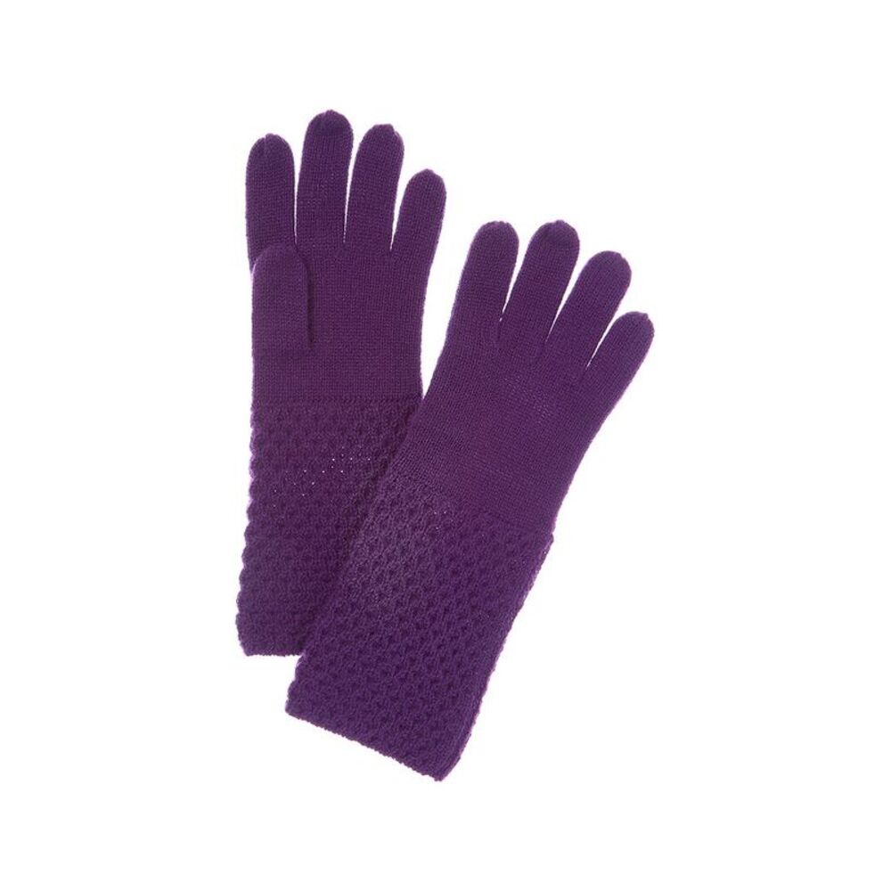 Forte Cashmere Cable Texture Stitch Cashmere Gloves, Purple